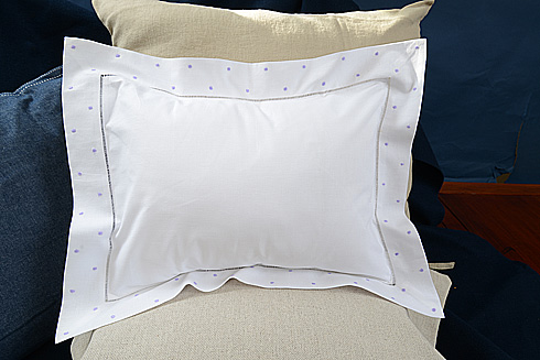 Hemstitch Baby Pillow 12"x16" Lavender color Polka Dots.